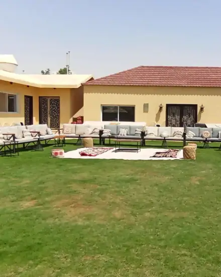 مجلس خارجي: جلسة خارجية مرتبة على العشب.